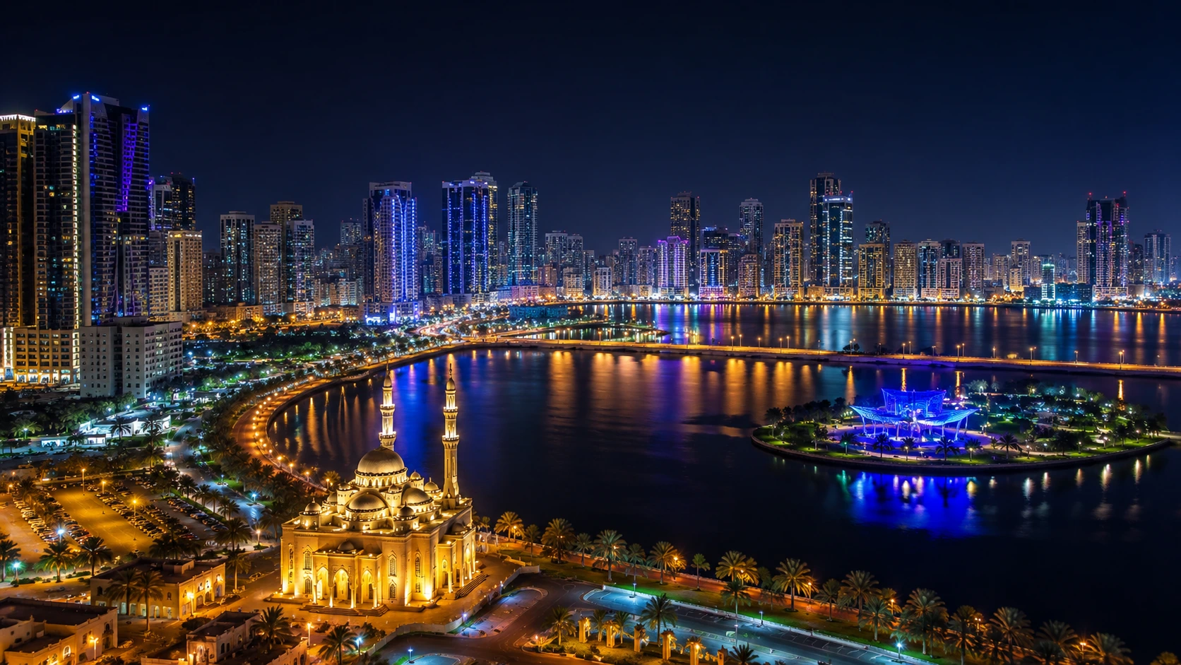 Sharjah City lights at night