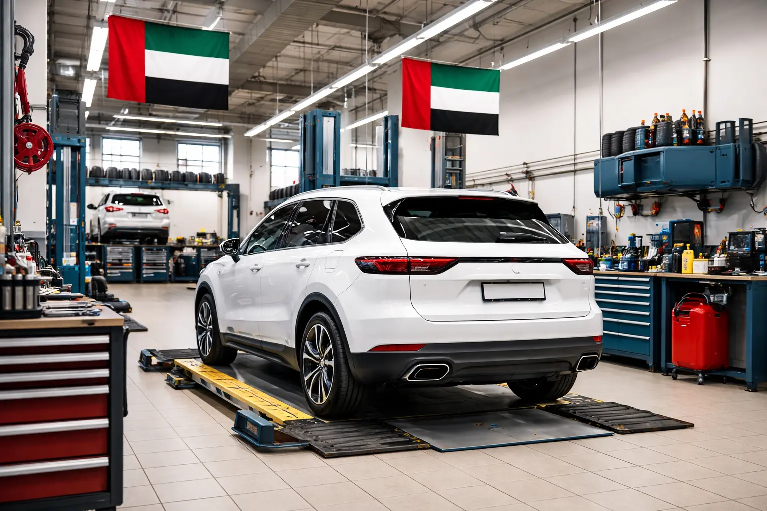 Car in the garage after affecting UAE flood