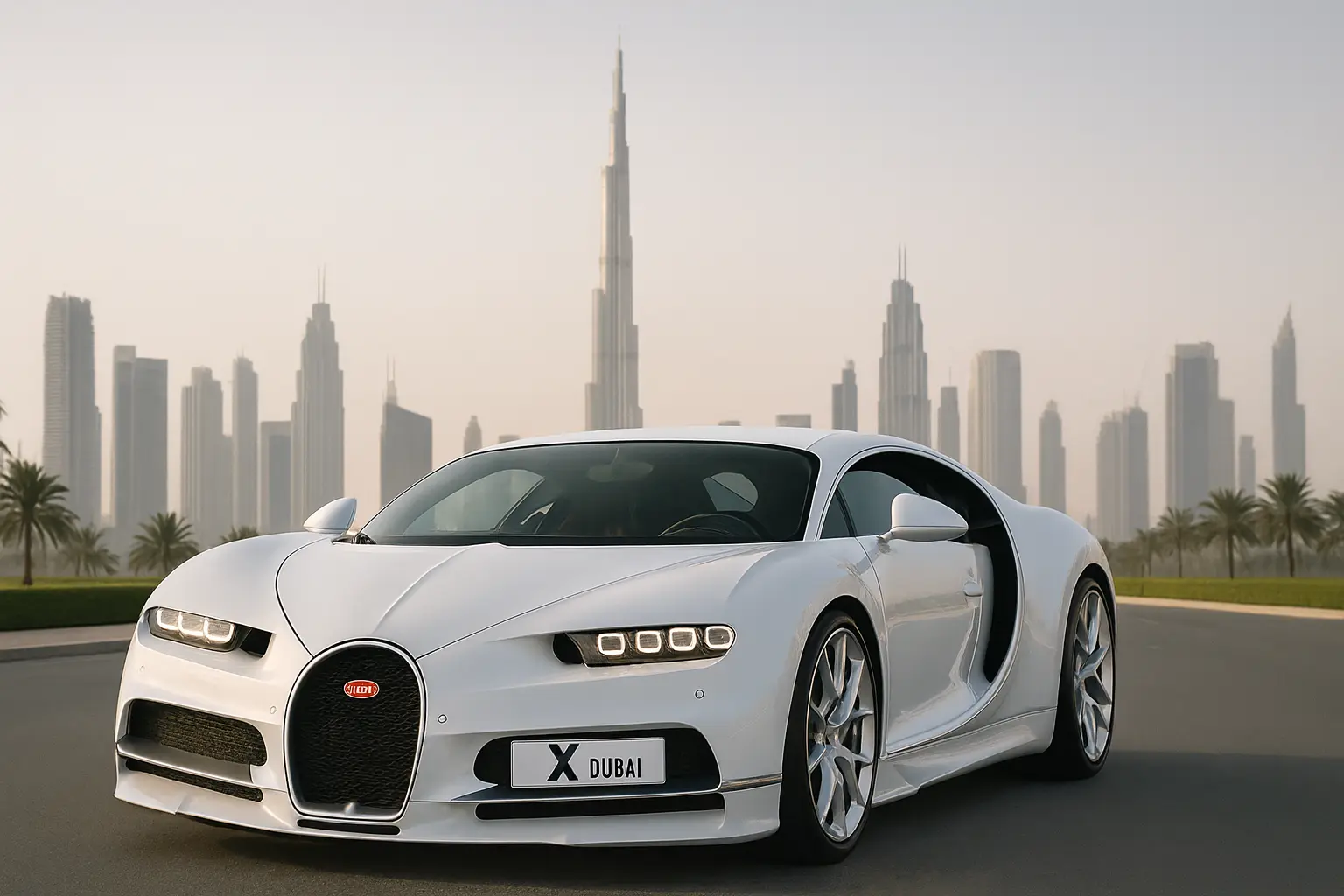 Bugatti with fancy number plate in Dubai