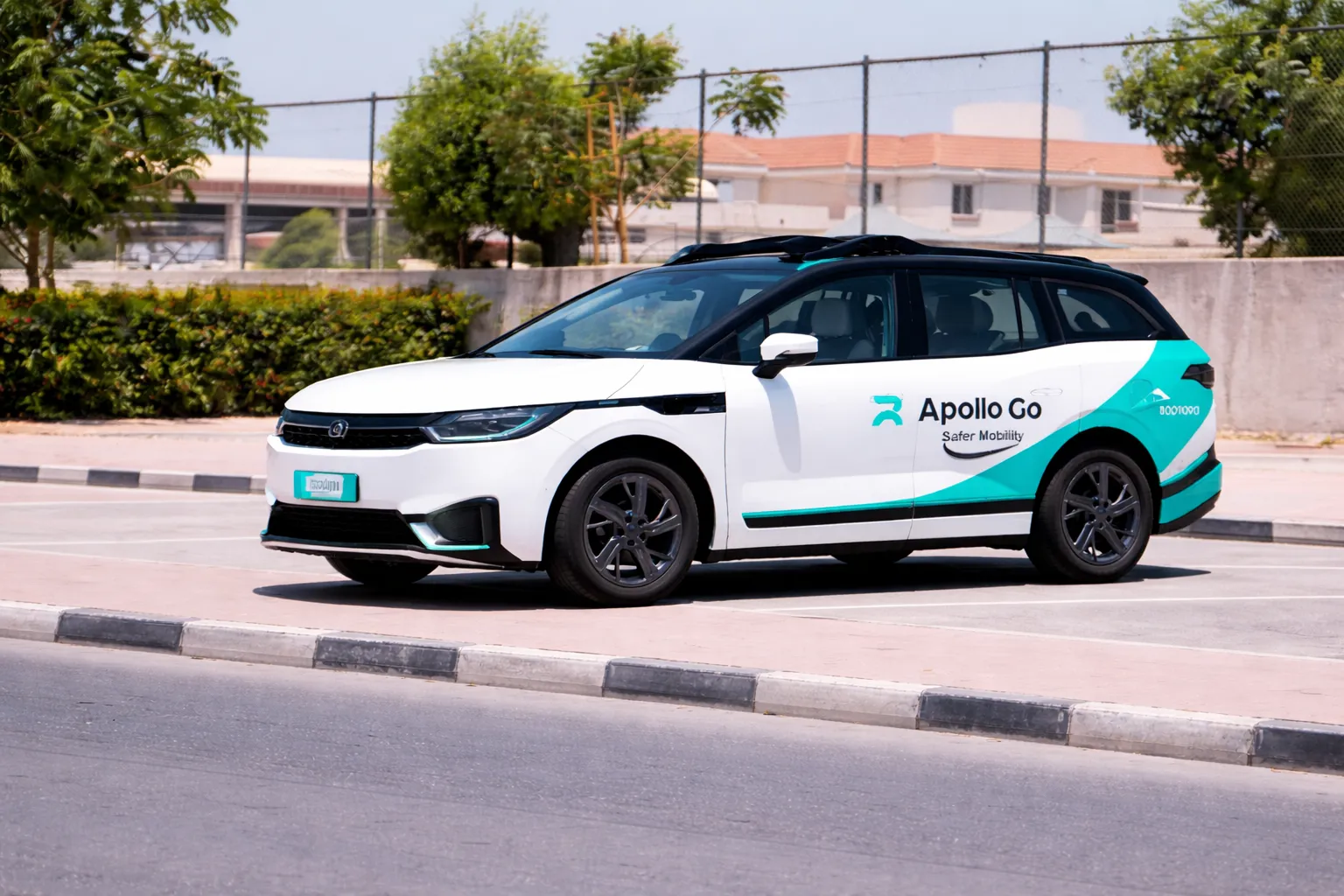 Apollo GO car in the parking Dubai